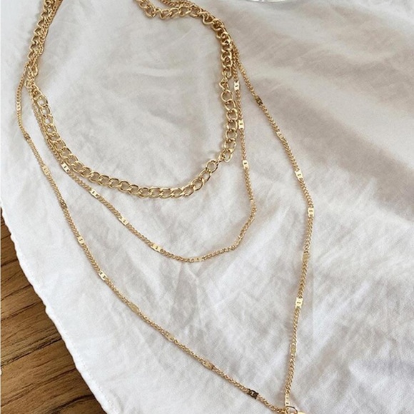 Multi-layer Long Round Disc Gold Chain Pendant Necklace - Picture 5 of 8